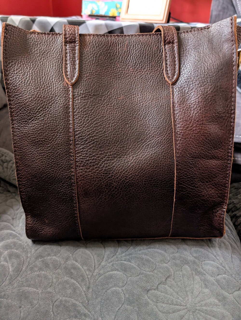 Portland Leather Large North/South Lola Crossbody Tote in Coldbrew - Picture 3 of 8